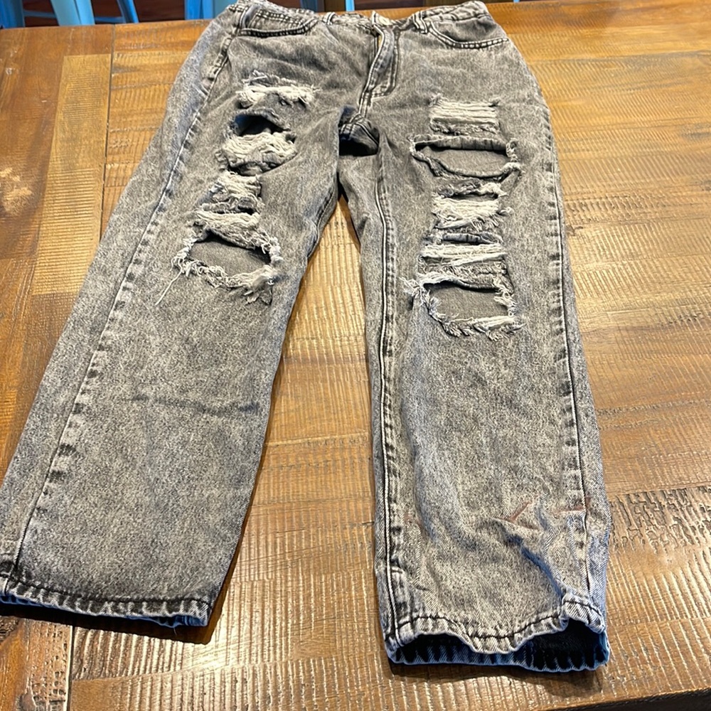 SHEIN Baggy ripped black mom jeans